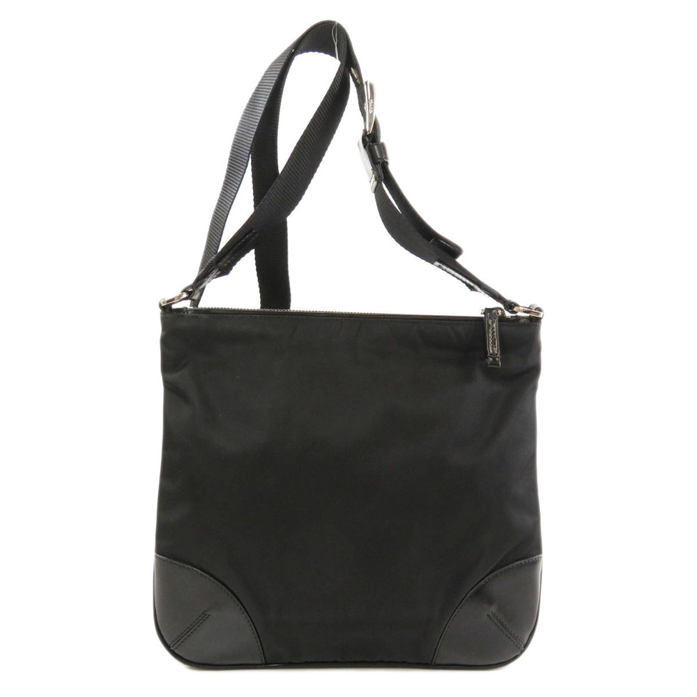 Prada Leather TESSUTO Plate Bag Shoulder Black